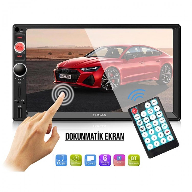CAMERON 7 inç Mirror Link Double Teyp BT USB AUX SD Kumandalı Kameralı CM-7388 CAMERON 7 inç Mirror Link Double Teyp BT USB AUX SD Kumandalı Kameralı CM-7388