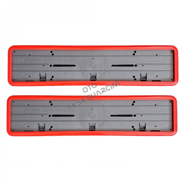 Çerçeveli Plakalık Plaka Altlığı Kırmızı 2'li