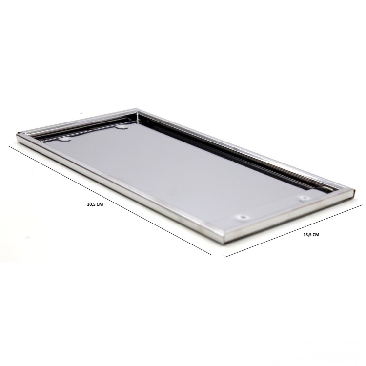 Dikdörtgen Krom Plakalık Araba Plaka Altlığı 30x16cm