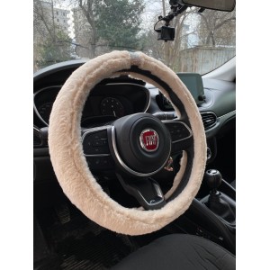 Kristal Taş Yüzüklü Yumuşak Tüylü Peluş Direksiyon Kılıfı Bej Kristal Taş Yüzüklü Yumuşak Tüylü Peluş Direksiyon Kılıfı Bej