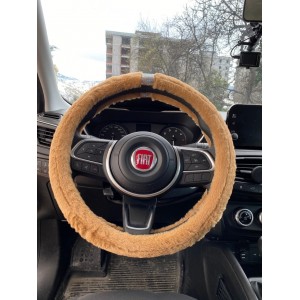 Kristal Taş Yüzüklü Yumuşak Tüylü Peluş Direksiyon Kılıfı Kahverengi Kristal Taş Yüzüklü Yumuşak Tüylü Peluş Direksiyon Kılıfı Kahverengi