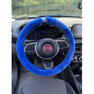 Kristal Taş Yüzüklü Yumuşak Tüylü Peluş Direksiyon Kılıfı Mavi Kristal Taş Yüzüklü Yumuşak Tüylü Peluş Direksiyon Kılıfı Mavi