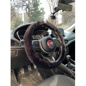 Kristal Taş Yüzüklü Yumuşak Tüylü Peluş Direksiyon Kılıfı Siyah Kristal Taş Yüzüklü Yumuşak Tüylü Peluş Direksiyon Kılıfı Siyah