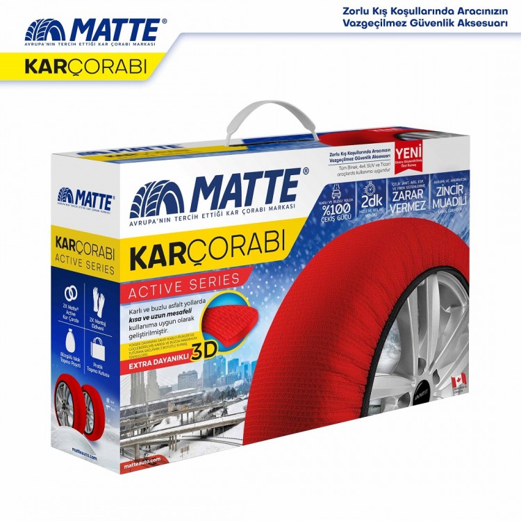 MATTE Active Series Oto Araba Lastik Anti Patinaj Kar Çorabı Kırmızı XL MATTE Active Series Oto Araba Lastik Anti Patinaj Kar Çorabı Kırmızı XL
