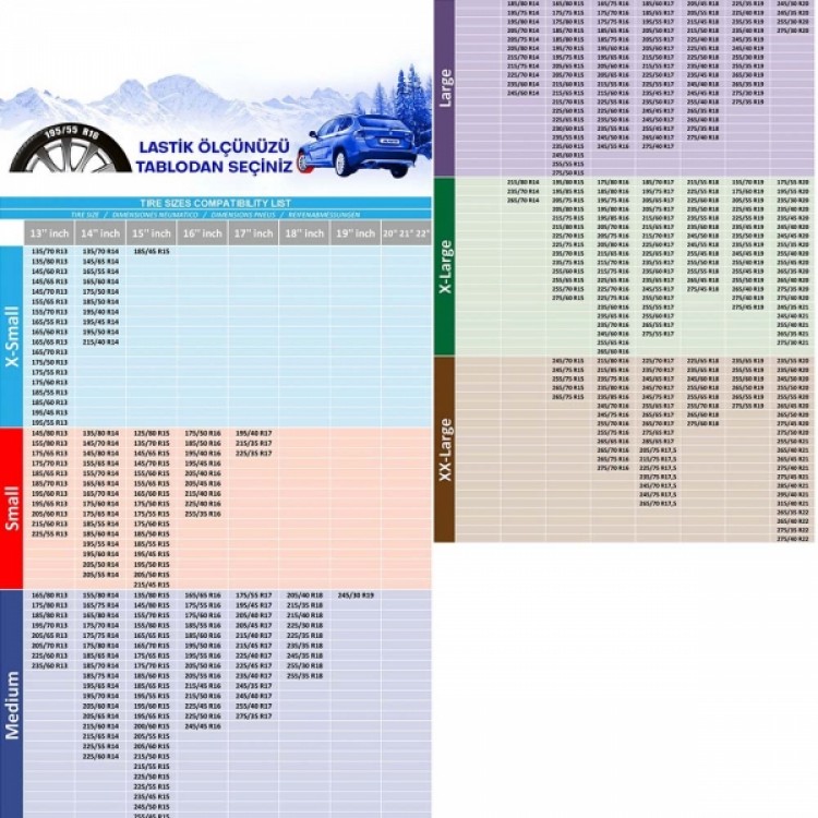 MATTE Active Series Oto Araba Lastik Anti Patinaj Kar Çorabı Kırmızı XXL