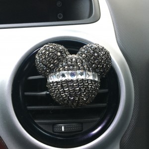 Kristal Taşlı Panda Havalandırma Klips Oto Kokusu Siyah