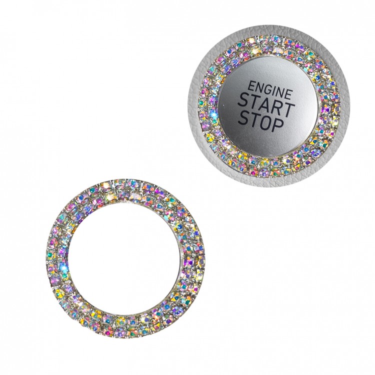 Kristal Taşlı Start Stop Düğme Halkası Gökkuşağı Kristal Taşlı Start Stop Düğme Halkası Gökkuşağı