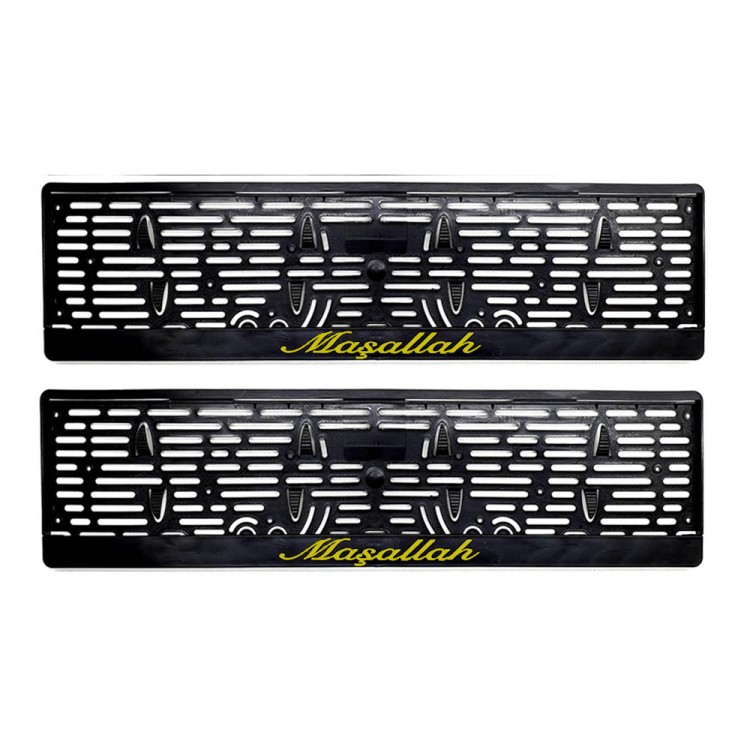 Maşallah Yazılı Plastik Plakalık Plaka Altlığı Çıtalı 2'li Sarı