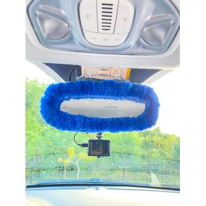 Peluş Dikiz Ayna Kılıfı Süs Mavi Peluş Dikiz Ayna Kılıfı Süs Mavi