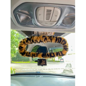 Peluş Dikiz Ayna Kılıfı Süs Leopar Desenli Peluş Dikiz Ayna Kılıfı Süs Leopar Desenli