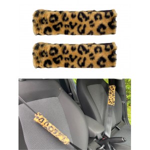 Peluş Seyahat Emniyet Kemer Pedi Kılıfı 2'li Leopar