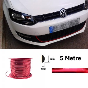 Yapışkanlı Nikelaj Şerit Bant Çıta 9mm 5 Metre Parlak Kırmızı