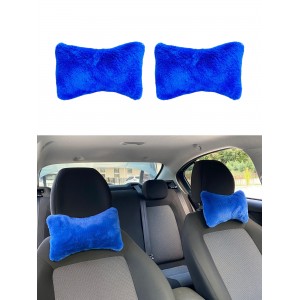 Yumuşak Peluş Ortopedik Araba Seyahat Boyun Yastığı 2'li Mavi