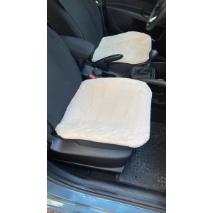 Yumuşak Tüylü Peluş Serme Oto Koltuk Koruyucu Minder Ön 2'li Bej