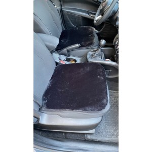 Yumuşak Tüylü Peluş Serme Oto Koltuk Koruyucu Minder Ön 2'li Siyah