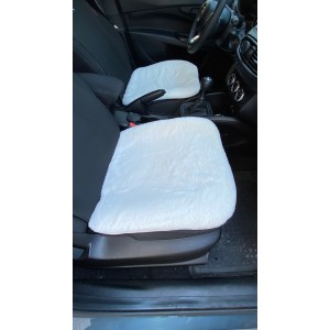 Yumuşak Tüylü Peluş Serme Oto Koltuk Koruyucu Minder Ön 2'li Beyaz