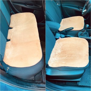 Yumuşak Tüylü Peluş Serme Oto Koltuk Koruyucu Minder Ön Arka Kahverengi