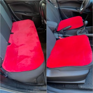 Yumuşak Tüylü Peluş Serme Oto Koltuk Koruyucu Minder Ön Arka Kırmızı