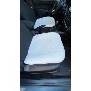 Yumuşak Tüylü Peluş Serme Oto Koltuk Koruyucu Minder Ön Arka Beyaz