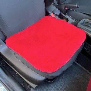 Yumuşak Tüylü Peluş Serme Oto Koltuk Koruyucu Minder Ön Tekli Kırmızı