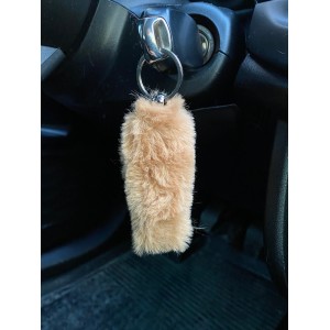 Yumuşak Tüylü Peluş Puf Anahtarlık Kahverengi