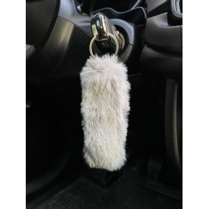 Yumuşak Tüylü Peluş Puf Anahtarlık Gri