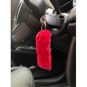 Yumuşak Tüylü Peluş Puf Anahtarlık Kırmızı