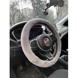 Yumuşak Tüylü Peluş Direksiyon Kılıfı Gri Yumuşak Tüylü Peluş Direksiyon Kılıfı Gri