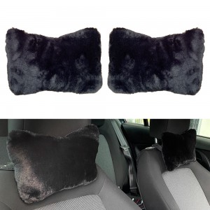 Yumuşak Peluşlu Ortopedik Araba Seyahat Boyun Yastığı 2'li Siyah
