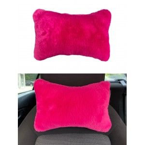 Yumuşak Peluşlu Ortopedik Araba Seyahat Boyun Yastığı Tekli Fuşya Pembe
