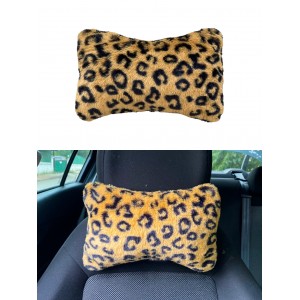 Yumuşak Peluşlu Ortopedik Araba Seyahat Boyun Yastığı Tekli Leopar