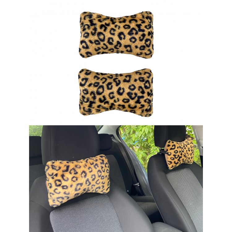 Yumuşak Peluşlu Ortopedik Araba Seyahat Boyun Yastığı 2'li Leopar Yumuşak Peluşlu Ortopedik Araba Seyahat Boyun Yastığı 2'li Leopar