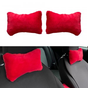Yumuşak Peluşlu Ortopedik Araba Seyahat Boyun Yastığı 2'li Kırmızı