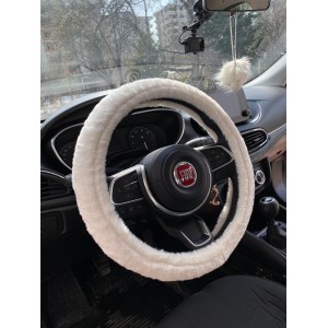 Yumuşak Tüylü Peluş Direksiyon Kılıfı Beyaz Yumuşak Tüylü Peluş Direksiyon Kılıfı Beyaz