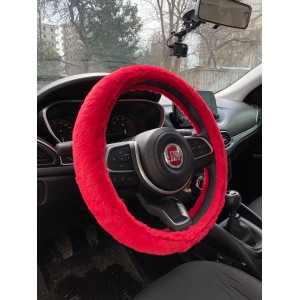Yumuşak Tüylü Peluş Direksiyon Kılıfı Kırmızı Yumuşak Tüylü Peluş Direksiyon Kılıfı Kırmızı