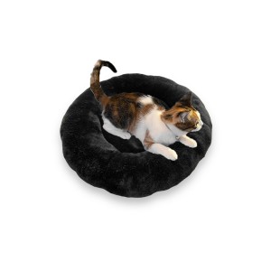 Yumuşak Tüylü Peluş Yuvarlak Evcil Hayvan Kedi Yatağı Minder 50cm Siyah Yumuşak Tüylü Peluş Yuvarlak Evcil Hayvan Kedi Yatağı Minder 50cm Siyah