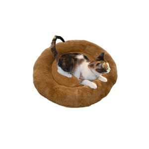 Yumuşak Tüylü Peluş Yuvarlak Evcil Hayvan Kedi Yatağı Minder 50cm Açık Kahverengi Yumuşak Tüylü Peluş Yuvarlak Evcil Hayvan Kedi Yatağı Minder 50cm Açık Kahverengi