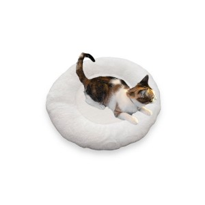 Yumuşak Tüylü Peluş Yuvarlak Evcil Hayvan Kedi Yatağı Minder 50cm Beyaz Yumuşak Tüylü Peluş Yuvarlak Evcil Hayvan Kedi Yatağı Minder 50cm Beyaz