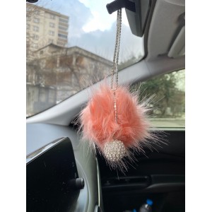 Mini Disko Toplu Tüylü Ponpon Dikiz Ayna Süsü Rose Gold Mini Disko Toplu Tüylü Ponpon Dikiz Ayna Süsü Rose Gold