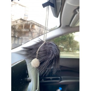 Mini Disko Toplu Tüylü Ponpon Dikiz Ayna Süsü Siyah Mini Disko Toplu Tüylü Ponpon Dikiz Ayna Süsü Siyah