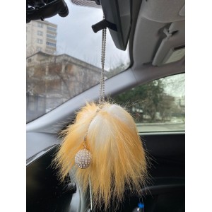 Mini Disko Toplu Tüylü Ponpon Dikiz Ayna Süsü Sarı Beyaz Mini Disko Toplu Tüylü Ponpon Dikiz Ayna Süsü Sarı Beyaz