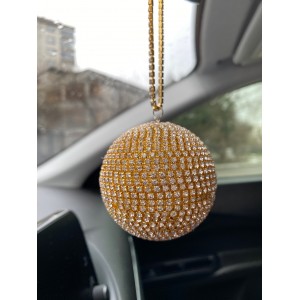 Kristal Taşlı Disko Topu Dikiz Ayna Süsü Küçük 6cm Altın Kristal Taşlı Disko Topu Dikiz Ayna Süsü Küçük 6cm Altın