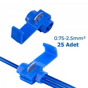 Hızlı Kablo Ekleme Aparatı Konnektör Klips Klemens Mavi 25 Adet
