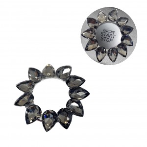 Kristal Damla Taşlı Start Stop Düğme Halkası Füme