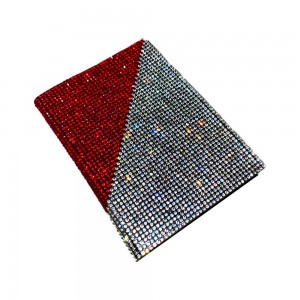 Kristal Taşlı Ruhsat Kabı Kılıf Çapraz Model Kırmızı Gümüş