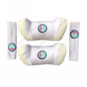 Alfa Romeo Nakışlı Deri Araç Boyun Yastığı Seti Bej