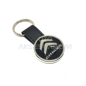 Citroen Deri Luxury Metal Oto Anahtarlık Siyah