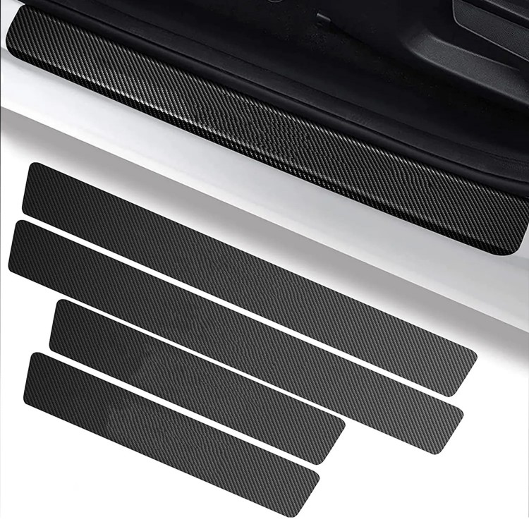 Karbon Fiber Deri Yapışkanlı Araba Kapı Eşiği 4'lü Siyah Karbon Fiber Deri Yapışkanlı Araba Kapı Eşiği 4'lü Siyah