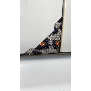 Kristal Taşlı Araba Kapı Köşe Koruyucu 2'li Leopar Desen Gümüş