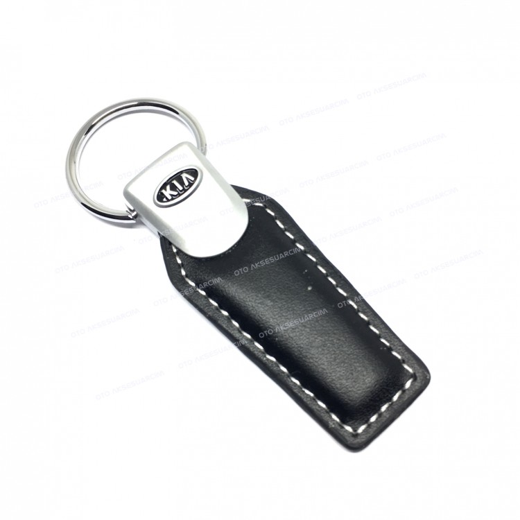 Kia Metal Oto Anahtarlık Uzun Siyah Derili Kia Metal Oto Anahtarlık Uzun Siyah Derili
